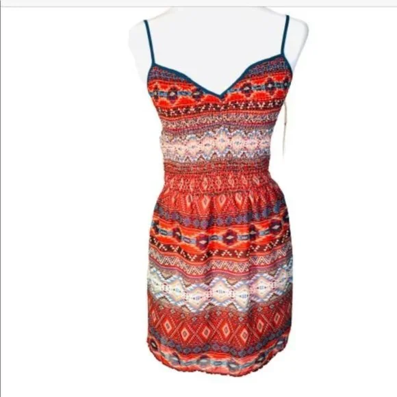 open lace back dress Sarta Red Aztec Print Maxi Dress Long Kaftan Beach Cover Up Tiered